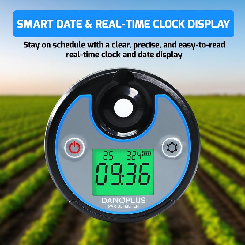 DANOPLUS PAR Meter 2 in 1 PAR DLI Meter with Data Logging, Record and Export 5 Years of Data, 400-700nm PPFD Meter Sunlight Meter Measure PPFD and DLI (Daily Light Integral), Light Measurement Tool for Plants - Image 5